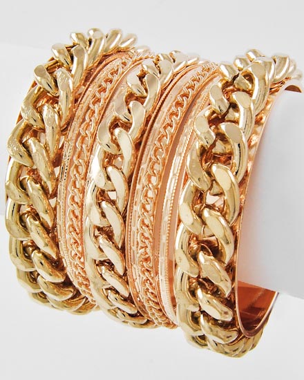 9 Pc. Stackable Gold Tone Chain Bracelet-