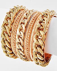 9 Pc. Stackable Gold Tone Chain Bracelet-